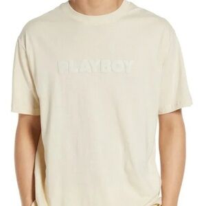 Playboy by Pacsun Cream Colored Short Sleeve 100% Cotton T Shirt